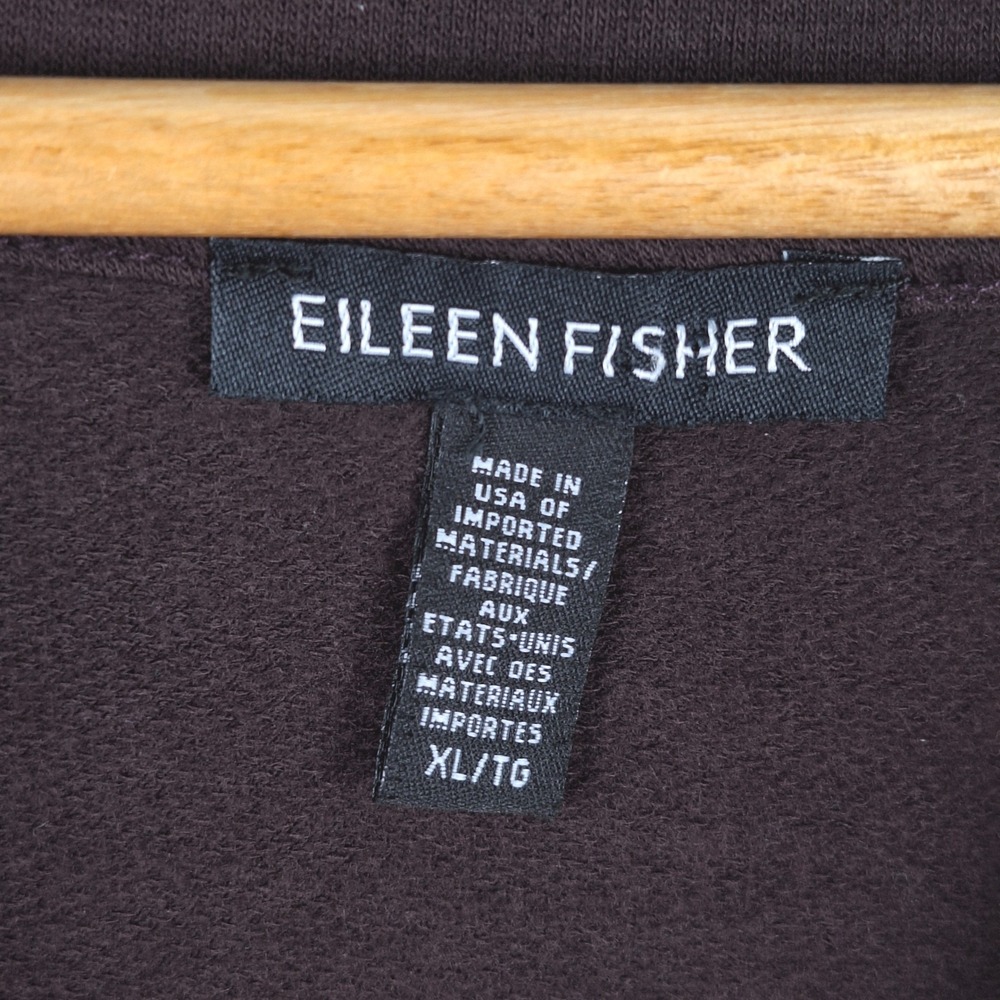 Eileen Fisher Top Womens XL Preppy Boxy Cowl Neck Crop Organic Cotton Minimalist - Picture 2 of 7
